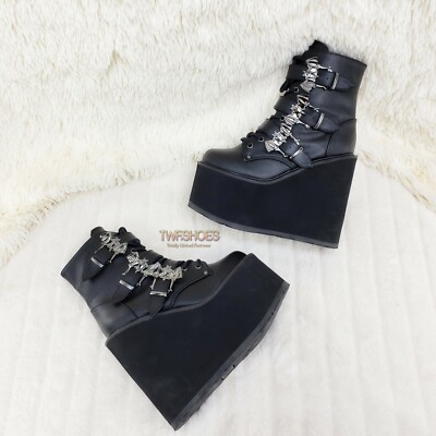 Swing 103 Bat Buckle Ankle Boots 5.5'' Platform Goth Rave Boot NY DEMONIA