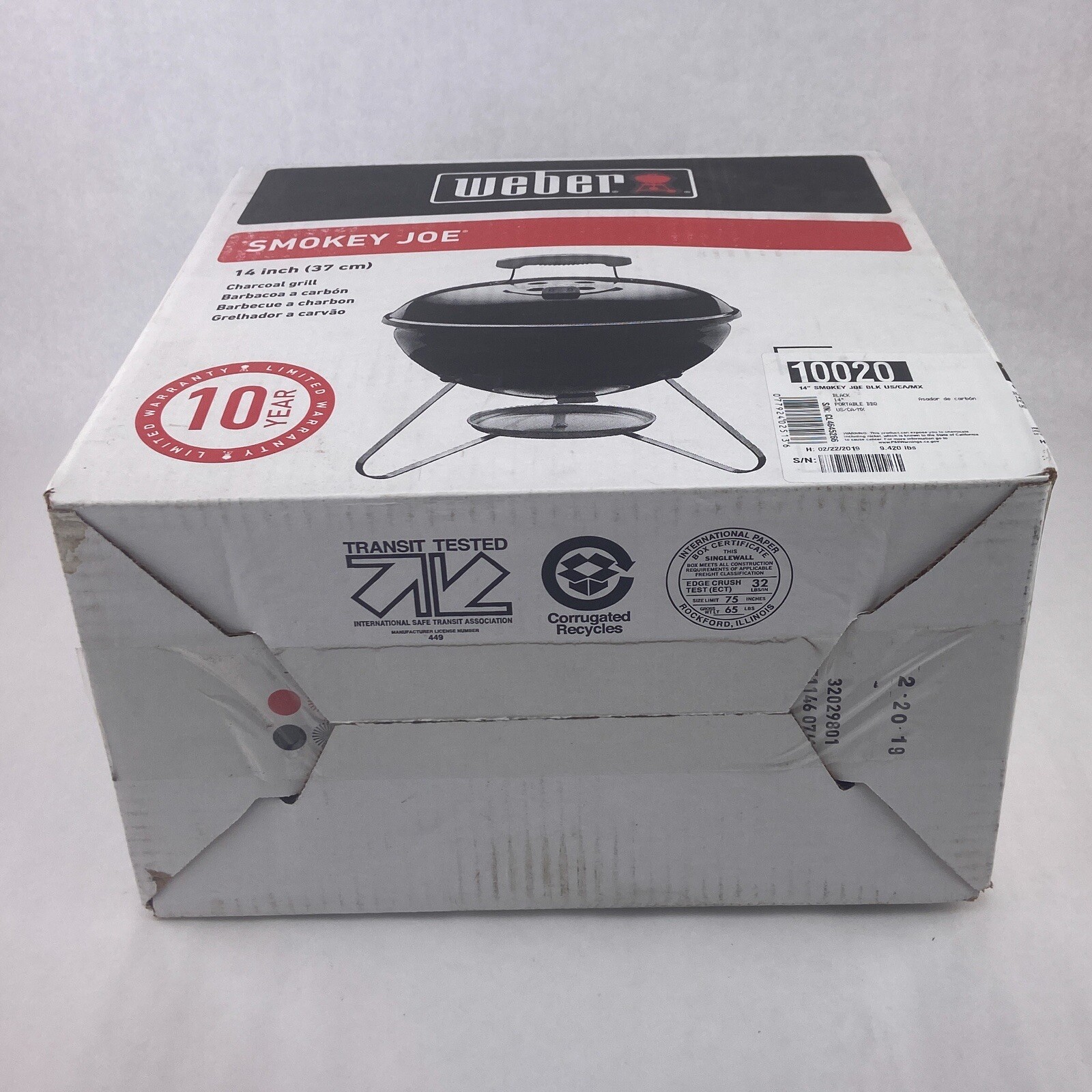 Weber Charcoal Grill Smokey Joe 14 inch Portable Black BBQ Compact Durable 10020