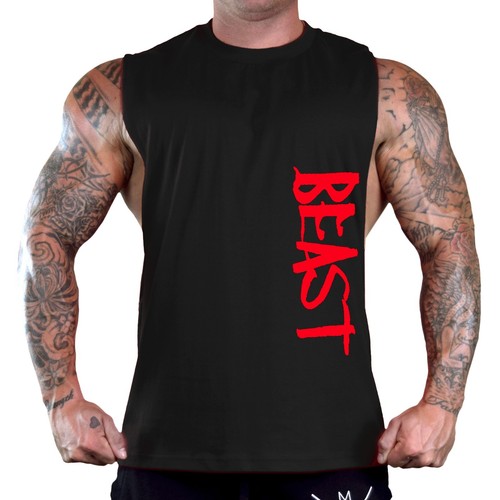 Men's Red Beast Black T-Shirt Tank Top 