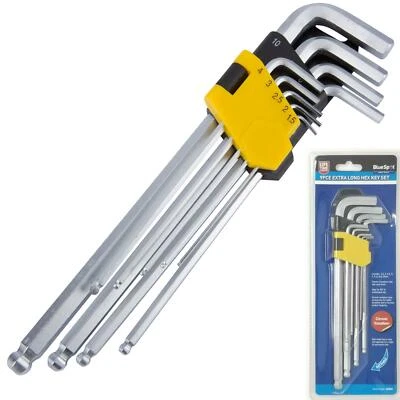 Bluespot 9 Pc Extra Long Metric Ball Point Hex Allen Key Set Alan 1.5 - 10mm