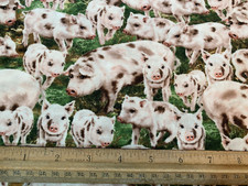Pig Farm Animal Fabric Dona Piglets Pigs Cotton Timeless Treasures C8338 1/2 yd