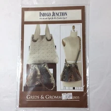 Grids & Grommets Bags Sewing Pattern Indygo Junction 10"x12"x4" 14"x13"x7"
