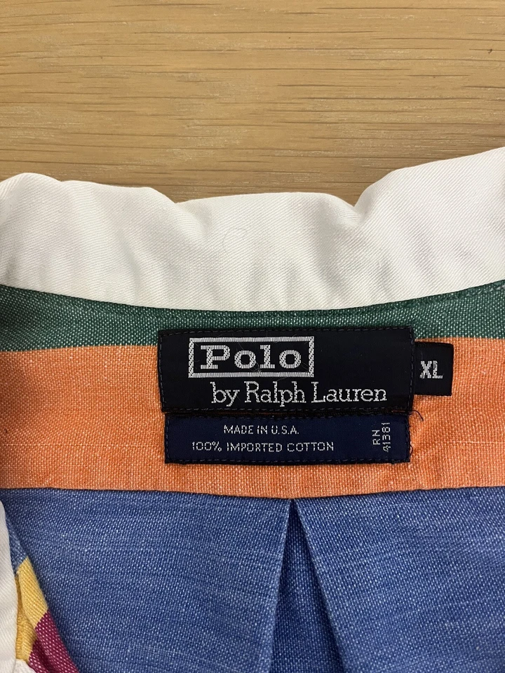 Polo Ralph Lauren X-Large Striped VTG Tall Shirt Sailing Regatta CP93 RRL Preppy - Image 2 of 4