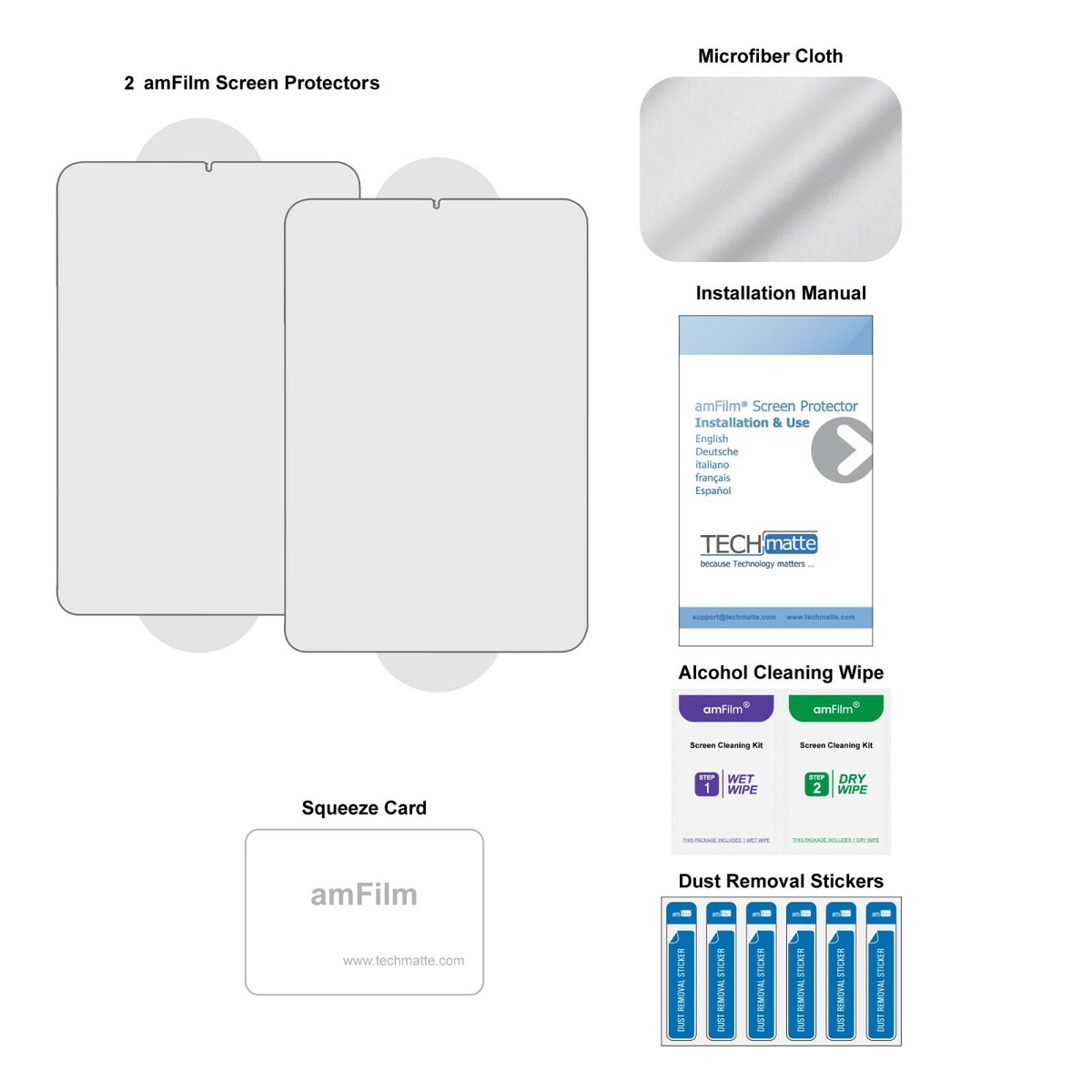 AmFilm 2-Pack PAPERed Glass Screen Protector For IPad Mini 7/6 - Matte Finish For Apple Pencil