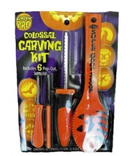 Pumpkin Carving Kit 4 Pieces With 6 Pop Out Stencils Pro Colossal New
