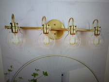 LNC Modern Vanity Light 4-Light Gold 28.5 in. Wall Light with Globe Glass Shade