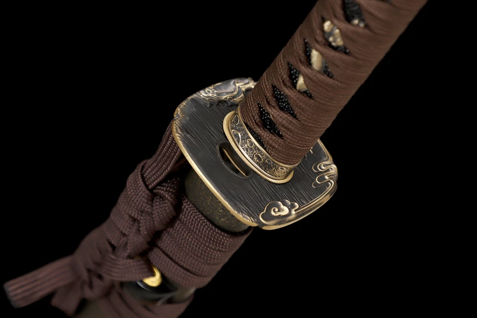 Japanese Samurai Katana Clay Tempered L6 Steel Blade Sword Full Tang Brass Tsuba - Image 4 of 4