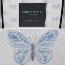 4pc Cynthia Rowley Delicate Butterfly FULL Sheet Set Blue 15" Deep Mattress NEW