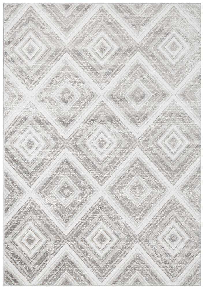 Floor Rug Modern Carpet Shaggy Mat Cover Soft Pile Diamonds Silver Grey Design