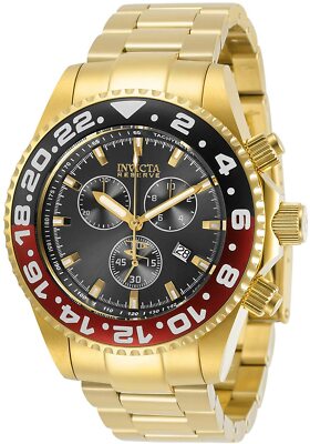 Invicta 44mm Reserve Grand Pro Diver Swiss ETA Chronograph Gold Tone SS Watch