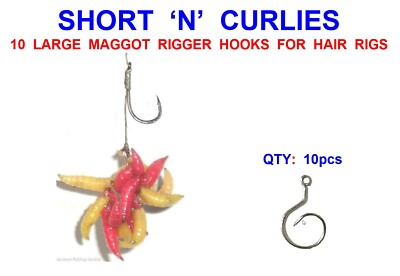 SHORT N CURLIES, LARGE, MADEN, RIGGER, FÜR KARPFENRUTE ANGELN HAIR RIG HAKEN POP UPS