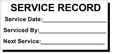 Service Record Aufkleber Next Service Erinnerung Etiketten