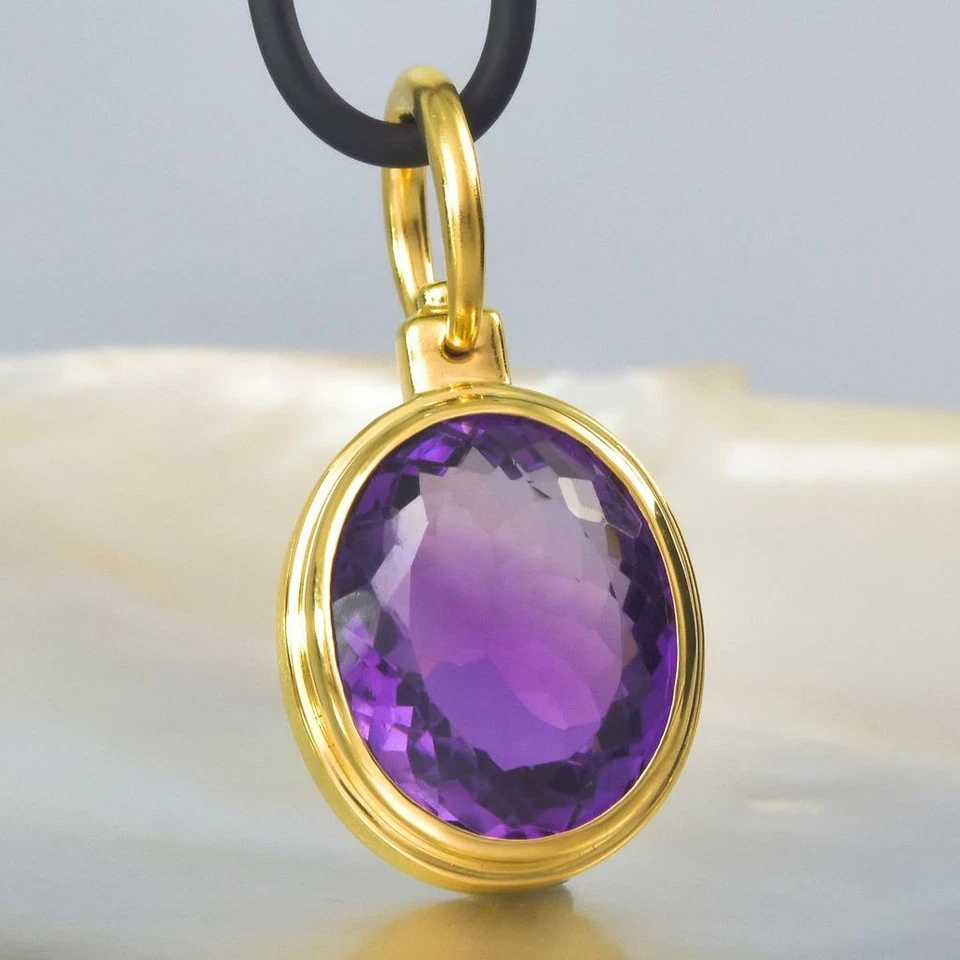 Amethyst Diamant & 18K Gold Vermeil Über Sterling Silber Anhänger 11.22 G - Bild 3 von 4