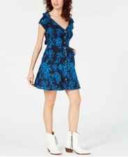 Free People Dress Women 2 Blue Floral A Thing Called Love Mini Fit Flare Pockets