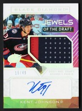2022-23 Black Diamond Jewels of the Draft Rookie Autograph Patch Kent Johnson 49