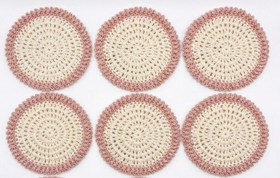 Luxus handgefertigt Häkel Untersetzer Set - 100% ägyptische Baumwolle - elegant Boho      