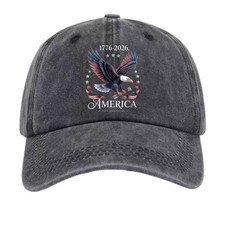 America 250th Anniversary Eagle Print Baseball Cap, Retro Patriotic Distressed