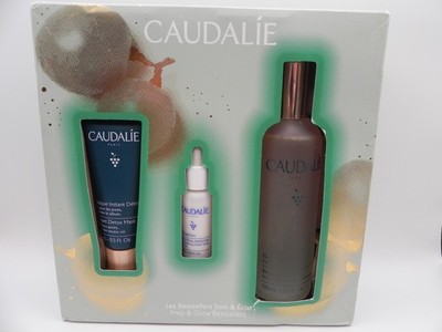 Caudalie Prep & Glow Best Sellers Set Detox Mask/Serum/Elixer New In Box