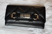 NEW GUESS Women's Lorlie Logo Black Quilted Wallet Clutch Bag