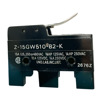 Omron Z-15GW510-B2-K Snap Action Switch, 15A, 125, 250 or 480VAC