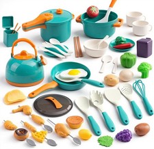 Kids Play Kitchen Set with Cookware and Food Props 70 Plus Accessories Learning