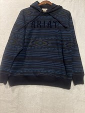 NWT Ariat Real Hoodie Dark River Aztec 3D Velvet Logo Women M Pullover Southwest