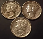 (3) BU Near FB (Details) Mercury Dimes (1941, 41-S, 42)--True Auction!