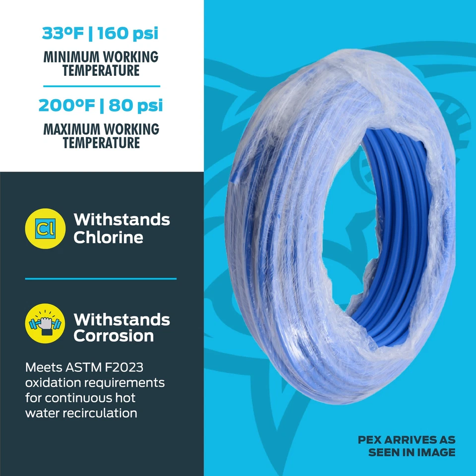 SharkBite PEX B Tubing 1 2 Inch Blue 300ft Coil Flexible Potable Water Pipe - Image 4 of 4