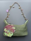 Seashell, Starfish & Pearl Charm Matcha Green Straw Shoulder Bag | Cute | Beach
