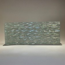 Handcrafted Art Glass Table Sculpture, Contemporary Iridescent Waveform Design