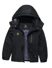 Boy's Waterproof Ski Jacket Winter Warm Thick Snow Coat Windproof 4-5 Black