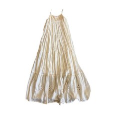 LC Lauren Conrad Womens Ivory Crochet Eyelet Tiered Maxi Dress Boho Sundress