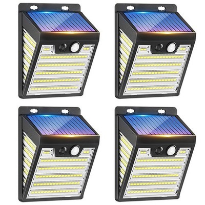 4x 121 LED Solar Power Wall Light Waterproof Outdoor PIR Motion Sensor Path Lamp
