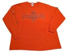 Vtg Harley-Davidson Long Sleeve Orange T-Shirt Sleeve Hits USA Made Size XL