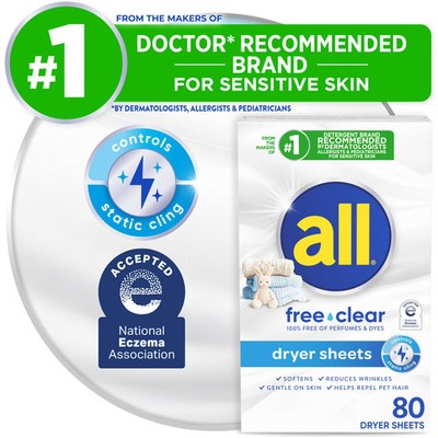 Fabric Softener Dryer Sheets Free Clear Sensitive Skin