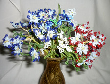 vintage French Glass Seed Bead flowers Handmade BEAUTIFUL 