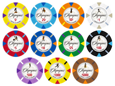 Olympus Hotel Casino Pure Clay 10 Gram Poker Chips Sample Set Pack New 11 Chips