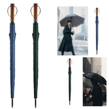 Stick Umbrella Wood Handle Men Fashionable 8 Ribs Auto Open for Golf Gift Daily