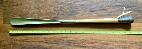 22" Vintage Long Handle Shoehorn Wood & Solid Brass with Rogue Built Tip 1.5 lb.