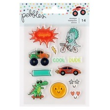 Pebbles Cool Boy Small Stamp Set-14/Pkg - 3 Pack
