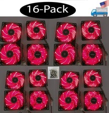 Wholesale 16-Pack: NEW 80mm RED LED Cooling Fan Array Kit for Open Mining/Gaming