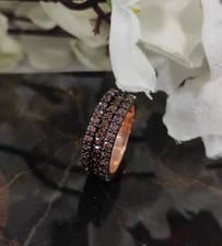 3/8 CT Princess  Round Cut Lab-Created Brown Diamond Ring 14k Rose Gold Plated