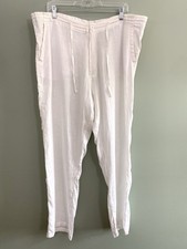 Bruno 100 Linen Pants Lightweight Pull On Drawstring Mens XL White Beach Resort