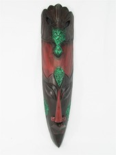 Tribal Mask 20" Wooden Hand Carved Painted Bali Indonesia Wood Black