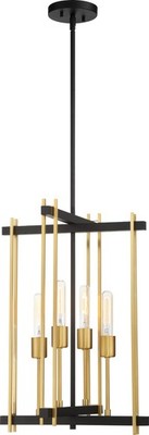 NUVO 60-6525 - Marion 4 Light Pendant  Bronze / Natural Brass - Bulbs Included