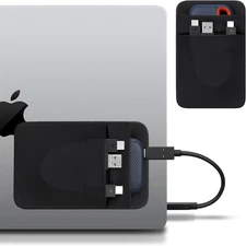 Lacdo 2-Pocket Portable SSD Sleeve – Reusable Adhesive, Black