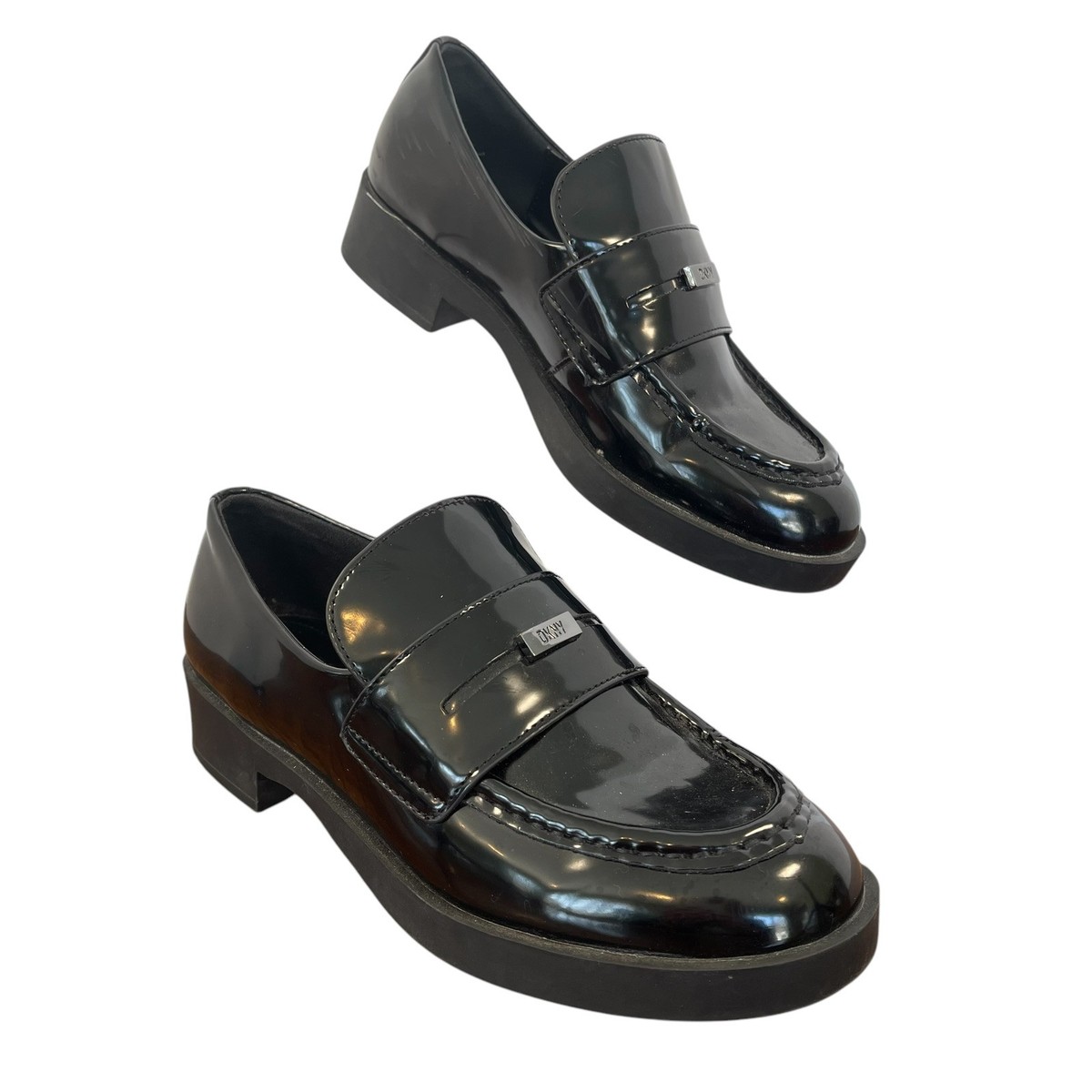 DKNY Black Ivette Slip On Penny Loafer Size 7 Black Patent 
