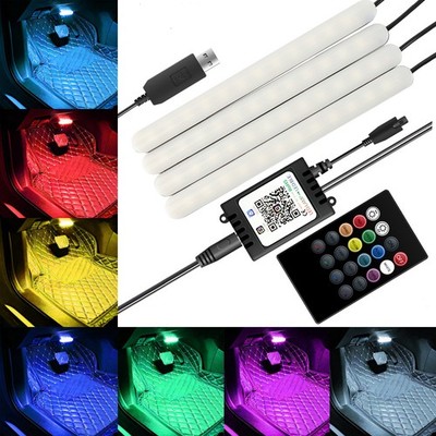 4X Auto LED Ambientebeleuchtung Innenraumbeleuchtung RGB USBFußraumbeleuchtung