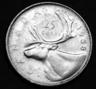 1958 25¢ silver coin in a paper flip