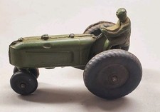 Vintage AUBURN Green Rubber Farm Tractor and Farmer Toy Made in USA 1930s